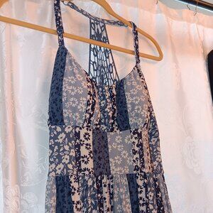 Derek Heart Blue Bohemian Maxi Dress with Crochet Back – size L (8-10)